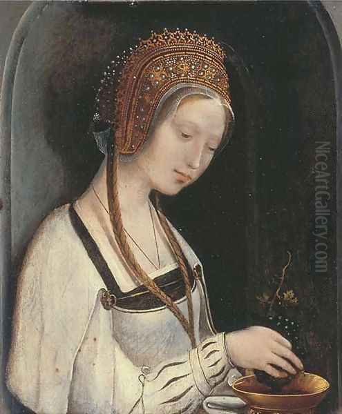 A female Saint Oil Painting by Cornelis Engelbrechtsen