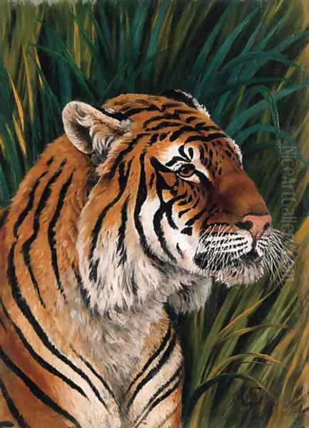 Head of a Tiger Oil Painting by Urs Eggenschwiler