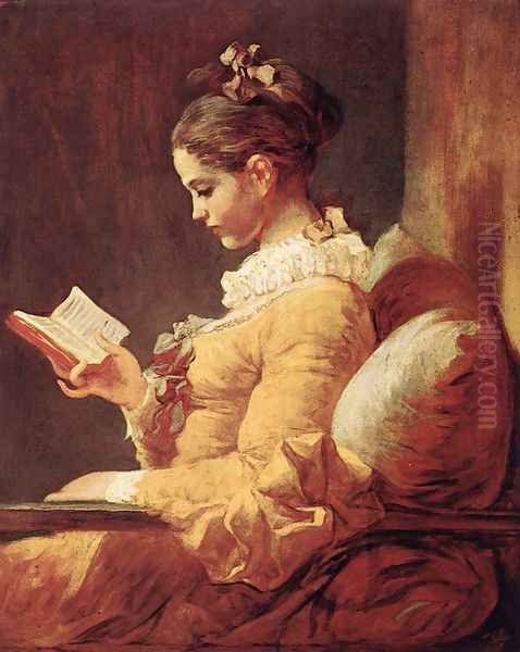 A Young Girl Reading c. 1776 Oil Painting by Jean-Honore Fragonard