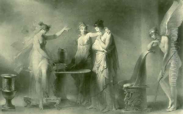 Psyche And Her Two Sisters Oil Painting by Jean-Honore Fragonard