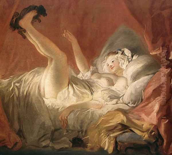 Young Woman Playing with a Dog Oil Painting by Jean-Honore Fragonard