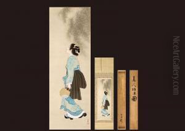 Beauty Cool Figure Oil Painting by Uemura Shoen