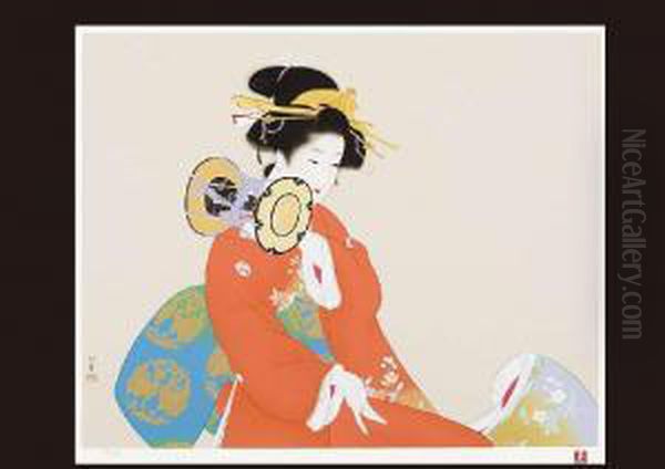 Sound Of Tsuzumi Oil Painting by Uemura Shoen