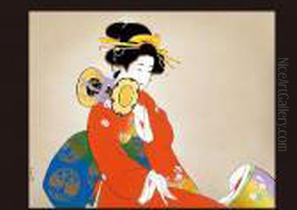 Sound Of Tsuzumi Oil Painting by Uemura Shoen