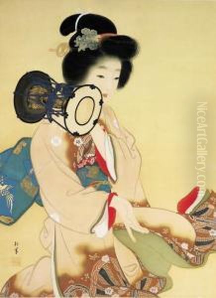 Bijin Zu (beauty) Oil Painting by Uemura Shoen