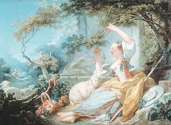 Shepherdess Oil Painting by Jean-Honore Fragonard