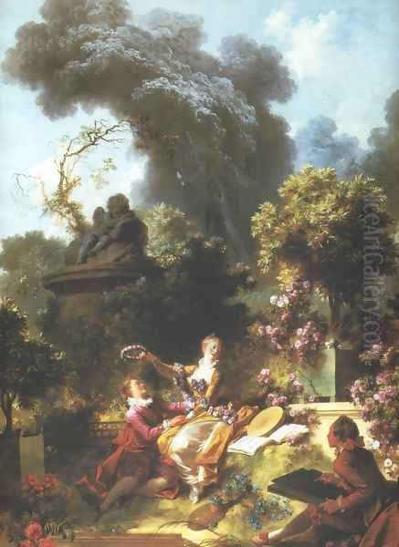 Lover Crowned Oil Painting by Jean-Honore Fragonard