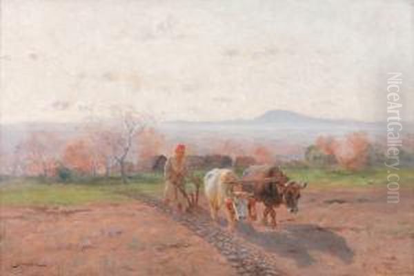 Scene De Labours En Kabylie Oil Painting by John-Lewis Shonborn