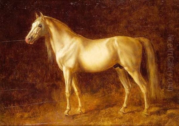 Cheval Arabe, 1882. Oil Painting by John-Lewis Shonborn