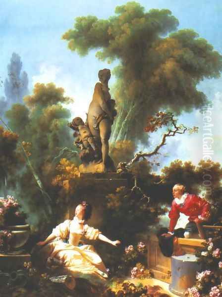 Surprise Oil Painting by Jean-Honore Fragonard