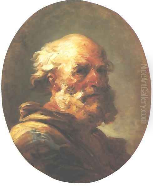 Head of an Old Man Oil Painting by Jean-Honore Fragonard