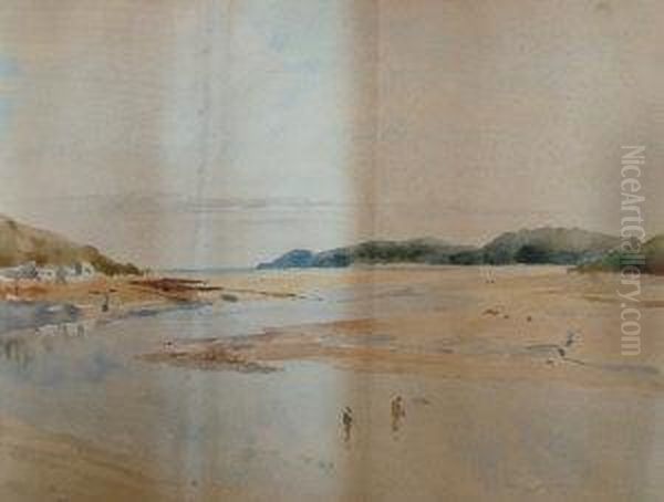 Figures On The Beach At Kippford, Scotland Oil Painting by Frank Short