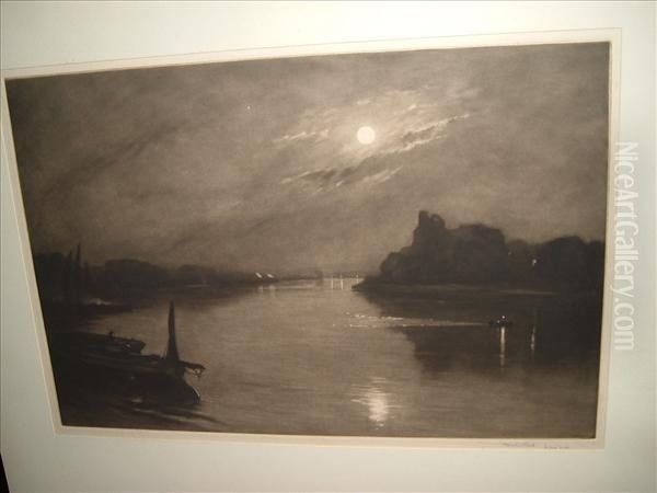 The Night Picketboat At Hammersmith Oil Painting by Frank Short