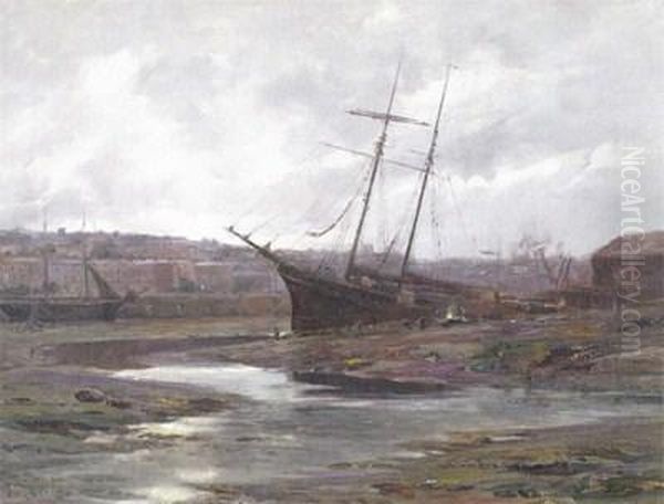 View Of Falmouth At Low Tide Oil Painting by Frederik Golden Short