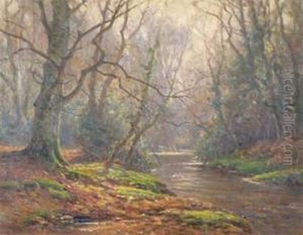 Wooded River Landscapes Oil Painting by Frederik Golden Short