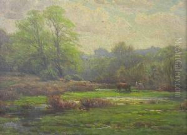 New Forest Scene With Horses Oil Painting by Frederik Golden Short