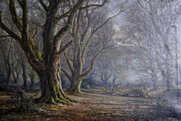 Woodland Scene Oil Painting by Frederik Golden Short