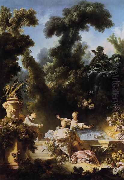 The Progress of Love: The Pursuit 1773 Oil Painting by Jean-Honore Fragonard