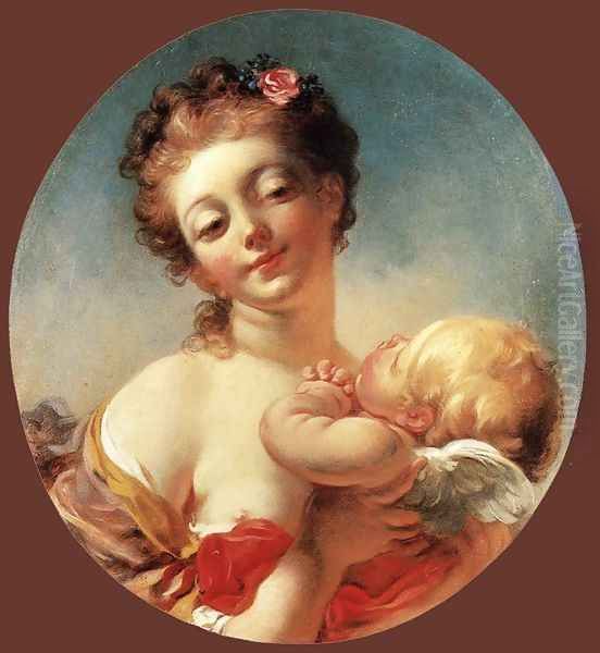 Venus and Cupid c. 1760 Oil Painting by Jean-Honore Fragonard