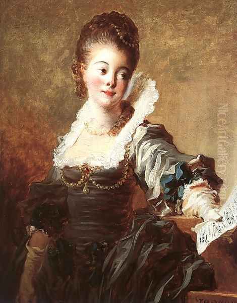 Portrait of a Singer Holding a Sheet of Music 1769 Oil Painting by Jean-Honore Fragonard