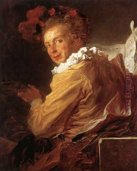 Man Playing An Instrument (The Music) (Monsieur de la Bretèche) 1769 Oil Painting by Jean-Honore Fragonard