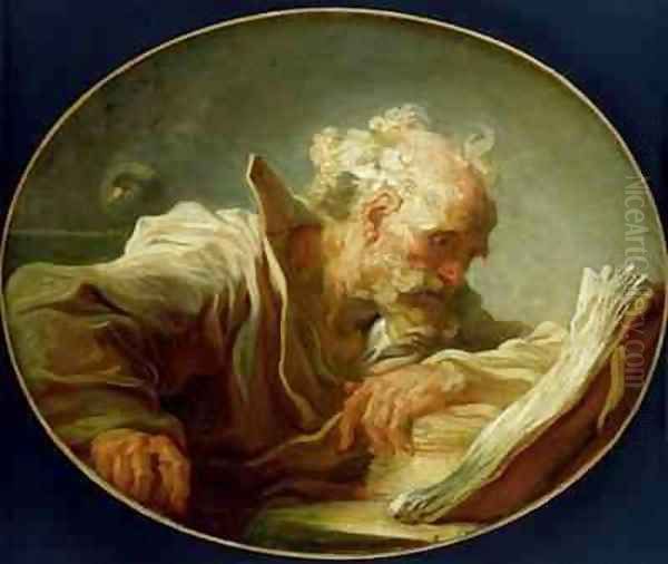 A Philosopher Oil Painting by Jean-Honore Fragonard