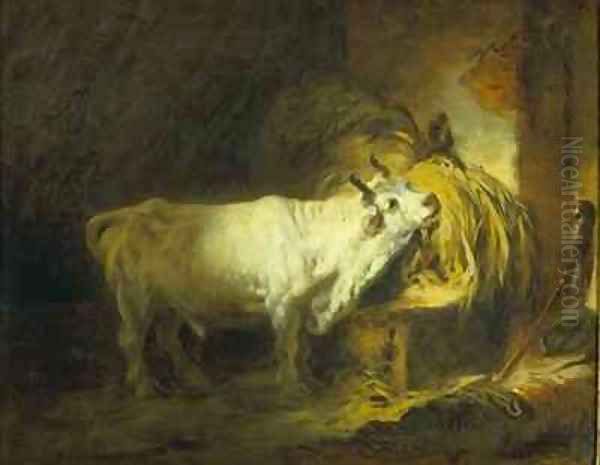 The White Bull in the Stable Oil Painting by Jean-Honore Fragonard