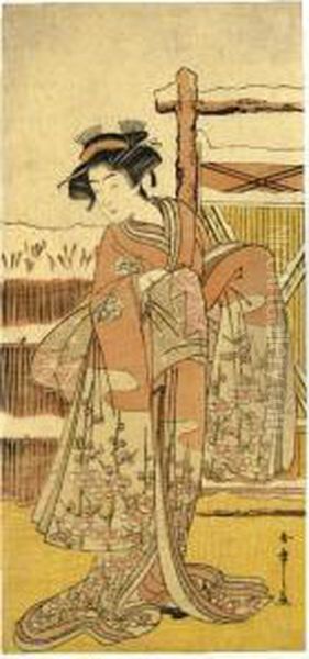 Osagawa Tsuneyo Ii In An Unidentified Role Oil Painting by Katsukawa Shunsho