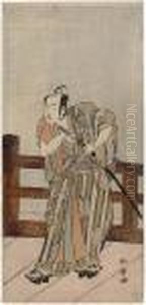 Portrait Of The Actor Arashi Sangoro Ii Oil Painting by Katsukawa Shunsho