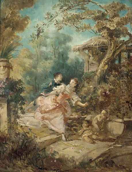 The Pursuit Oil Painting by Jean-Honore Fragonard