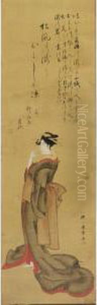 A Bijin Oil Painting by Katsukawa Shunsho