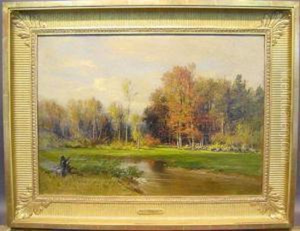 On The Marsh Oil Painting by Roswell Morse Shurtleff