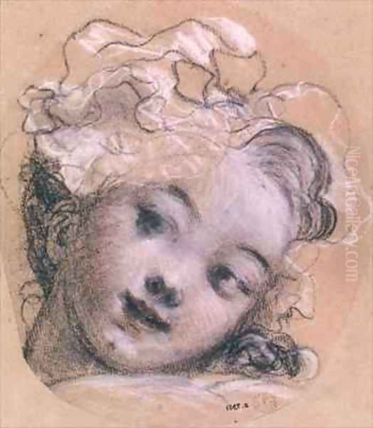 Portrait presumed to be Rosalie daughter of the artist Oil Painting by Jean-Honore Fragonard