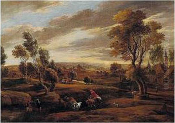 A Landscape With A Drover Oil Painting by Jan Siberechts