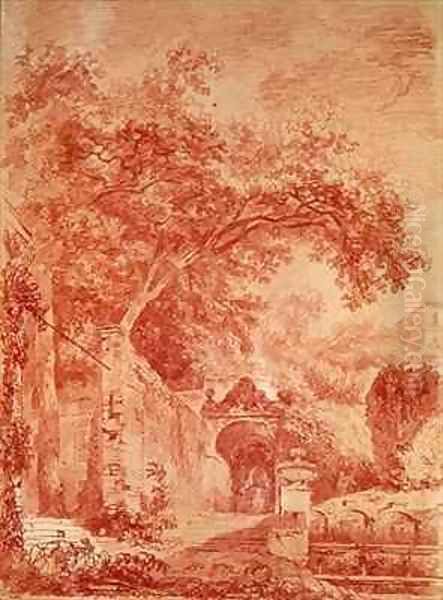 Entrance to the Fontanone Villa dEste Tivoli Oil Painting by Jean-Honore Fragonard