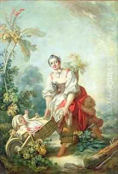 The Joys of Motherhood Oil Painting by Jean-Honore Fragonard