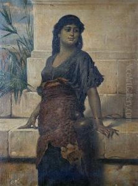 An Egyptian Beauty Oil Painting by Nathaniel Sichel