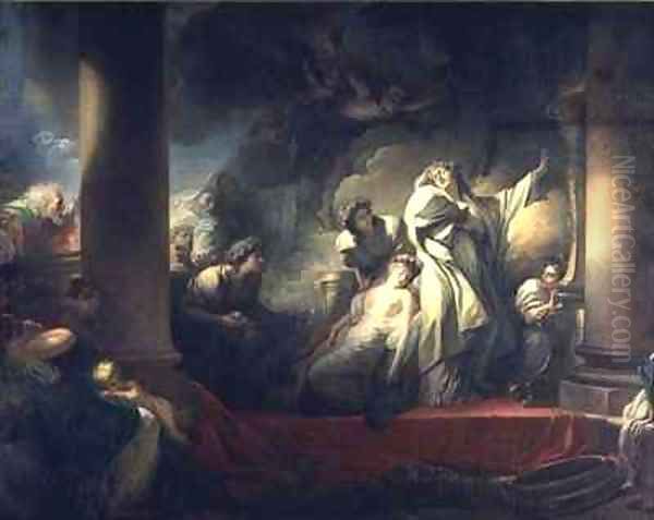 High Priest Coresus Sacrificing Himself to Save Callirhoe Oil Painting by Jean-Honore Fragonard