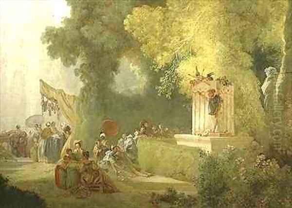 The Fete at Saint Cloud detail of the Puppet Show Oil Painting by Jean-Honore Fragonard