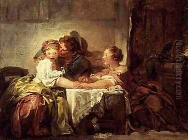 The Prize of a Kiss Oil Painting by Jean-Honore Fragonard