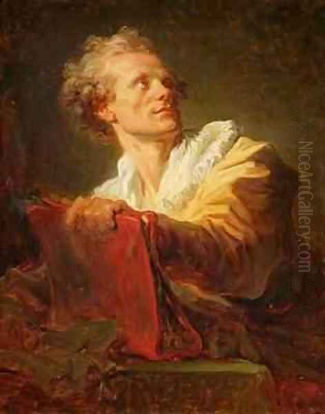 Portrait of a Young Artist presumed to be Jacques Andre Naigeon 1738-1810 Oil Painting by Jean-Honore Fragonard