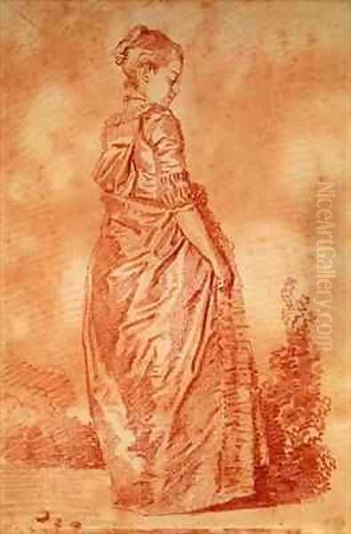 Young Woman Walking Oil Painting by Jean-Honore Fragonard