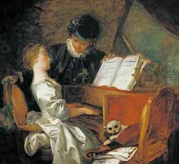 The Music Lesson Oil Painting by Jean-Honore Fragonard