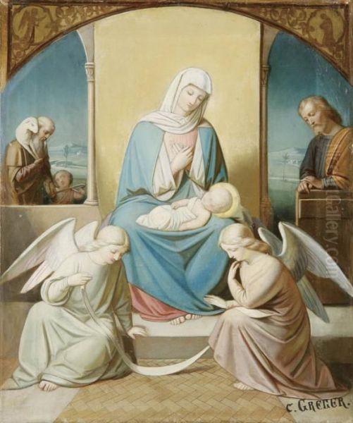 Adoration Of The Angels Oil Painting by Hermann Carl Siegumfeldt