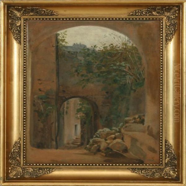 Scenery Froman Italian Village Oil Painting by Hermann Carl Siegumfeldt