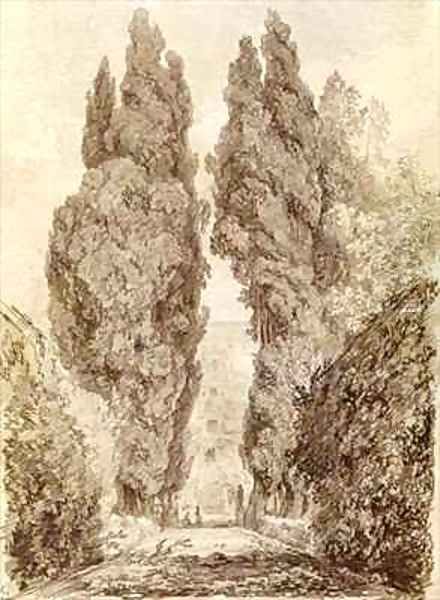 Large Cypresses at the Villa dEste Oil Painting by Jean-Honore Fragonard