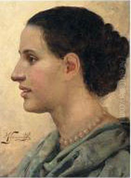 Profile Of A Young Woman Oil Painting by Henrik Ippolipovich Semiradskii