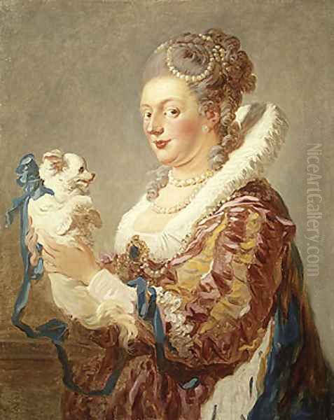 Portrait of a Woman with a Dog Oil Painting by Jean-Honore Fragonard