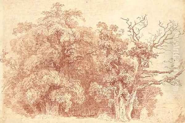 A study of trees at the edge of wood, with figures resting in the shade Oil Painting by Jean-Honore Fragonard