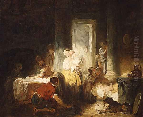 Italian Interior ca 1760 Oil Painting by Jean-Honore Fragonard